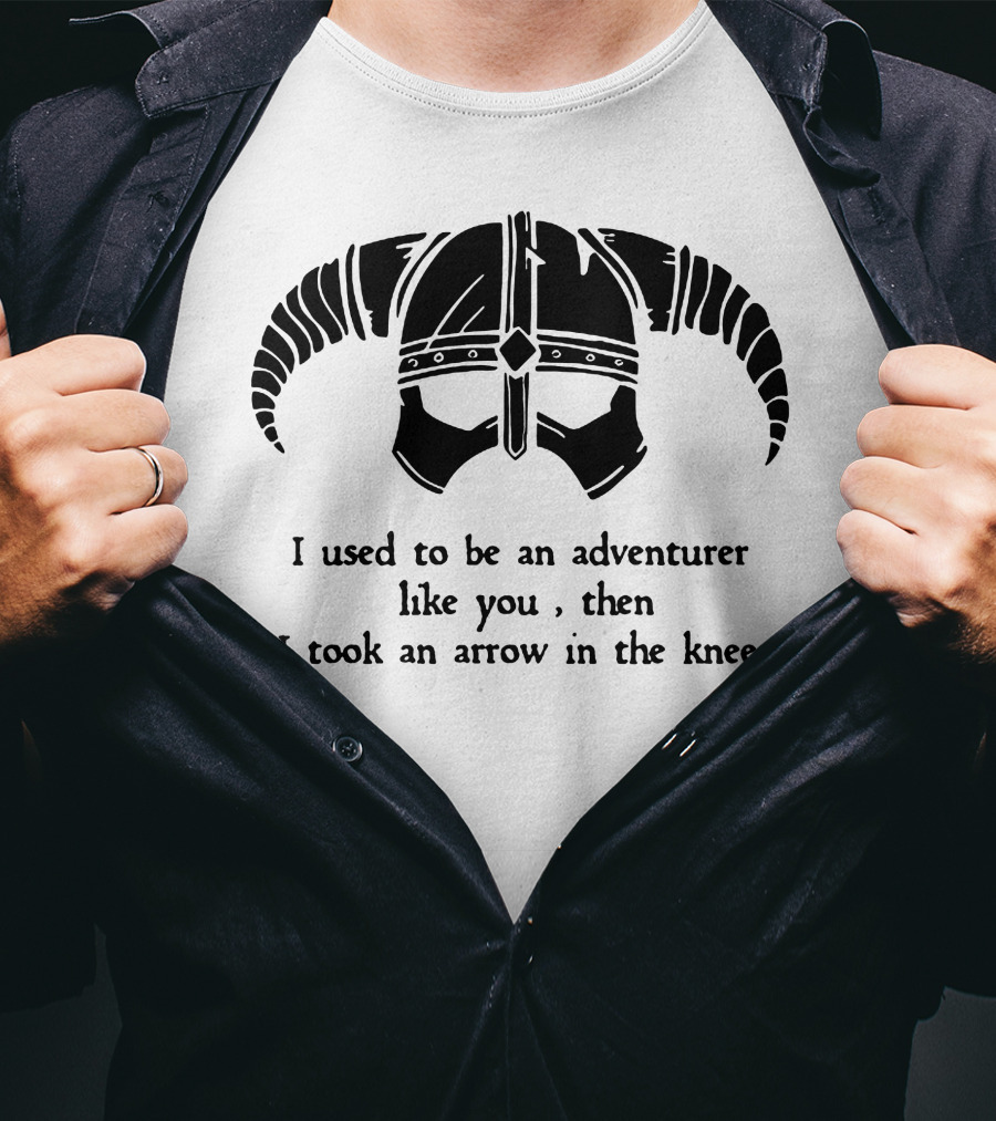 Jonesyspacecat I Used To Be An Adventurer Like You Then I Took An Arrow In The Knee Helmet T-Shirt