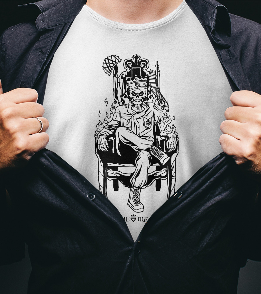 Rnl Scump Prestige Skull King On Throne T-Shirt