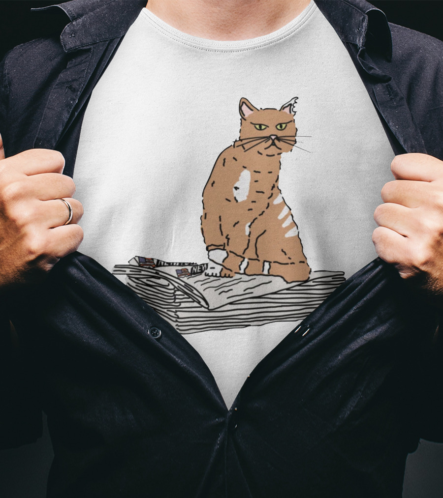 New York Post Cat On Newspaper Stack T-Shirt