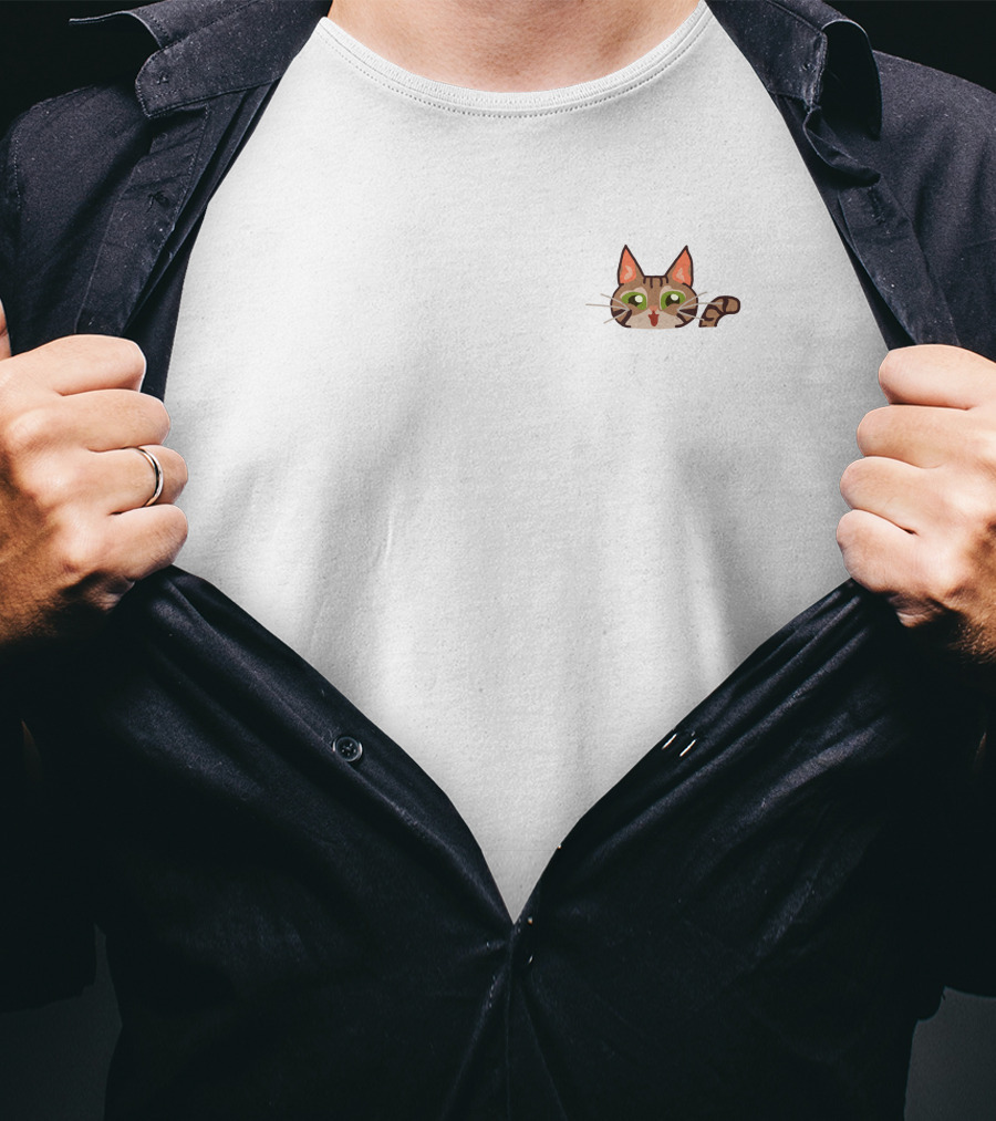 Pocket Maui Cat Peeking Out T-Shirt