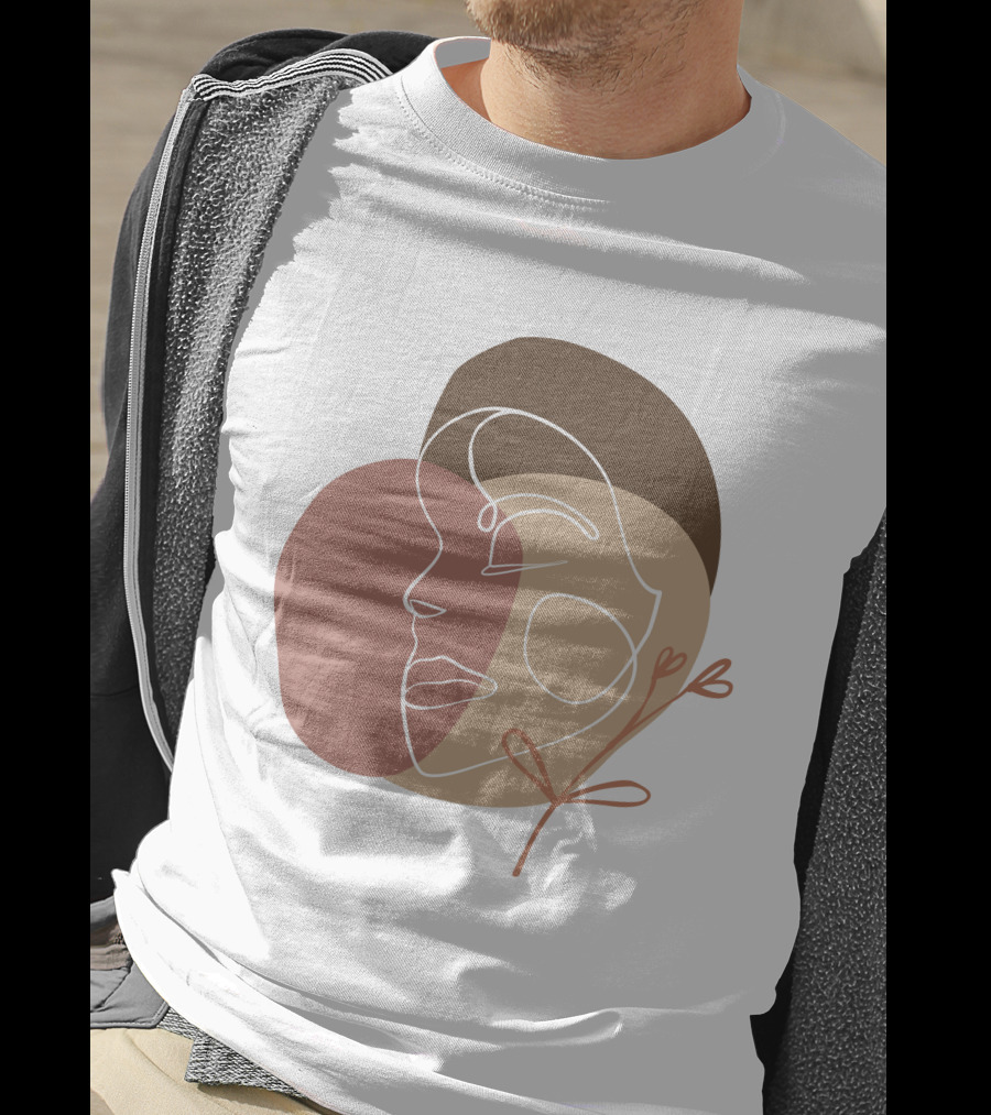 Line Art Woman Face Beauty Minimalist Abstract Linear Profile T-Shirt