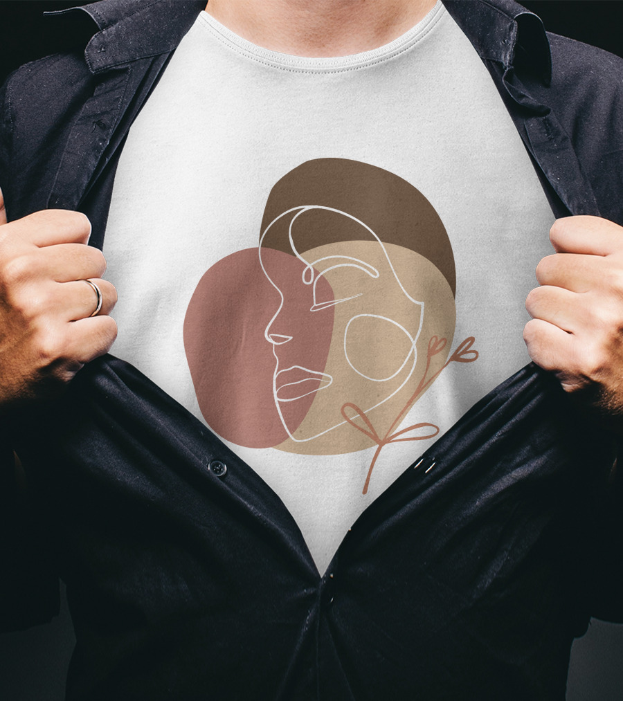 Line Art Woman Face Beauty Minimalist Abstract Linear Profile T-Shirt