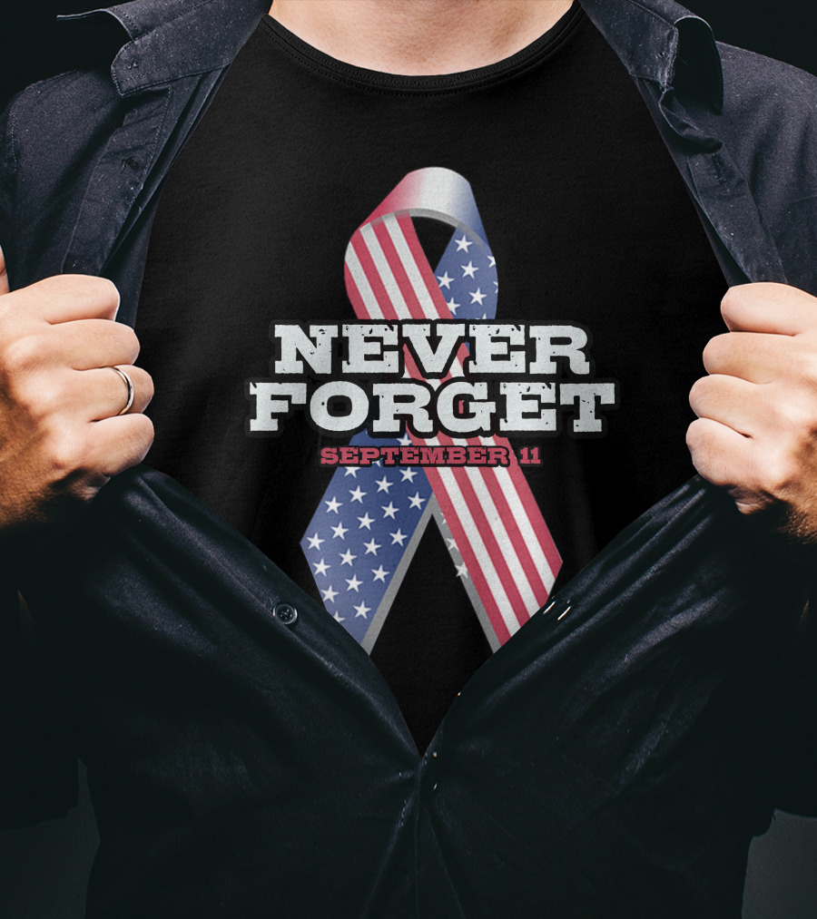 Never Forget September 11 USA Flag T-Shirt
