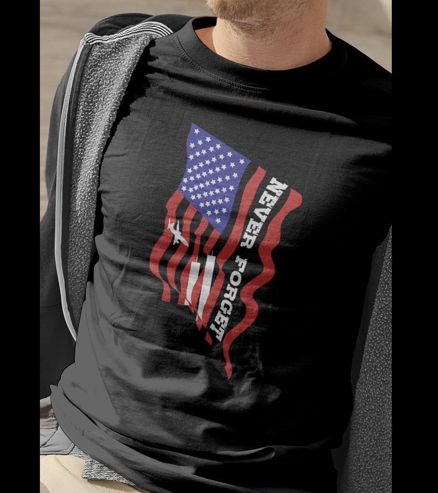 Never Forget 09.11.01 American Flag Patriot Memorial T-Shirt