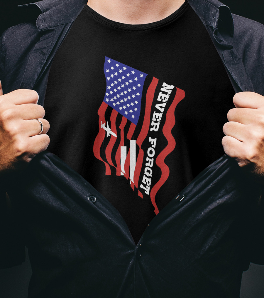 Never Forget 09.11.01 American Flag Patriot Memorial T-Shirt