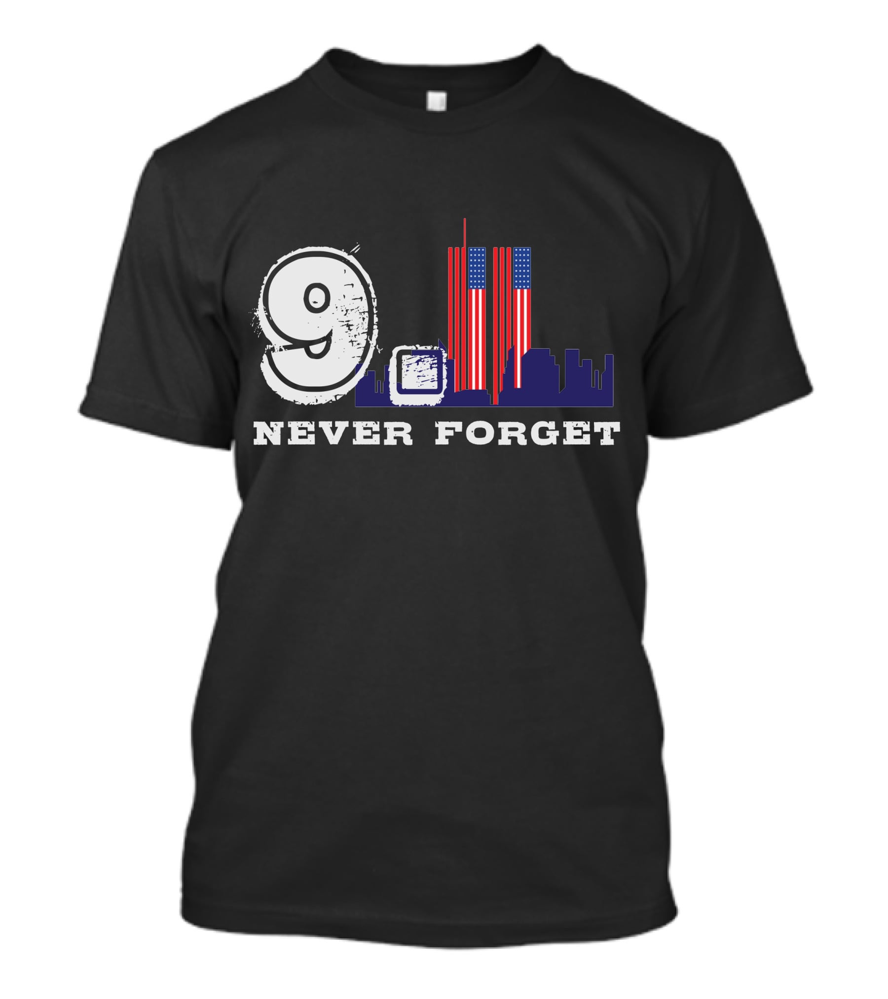 9 Never Forget Twin Towers Skyline American Flag T-Shirt
