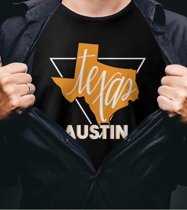 Texas Map Austin Vintage Triangle T-Shirt