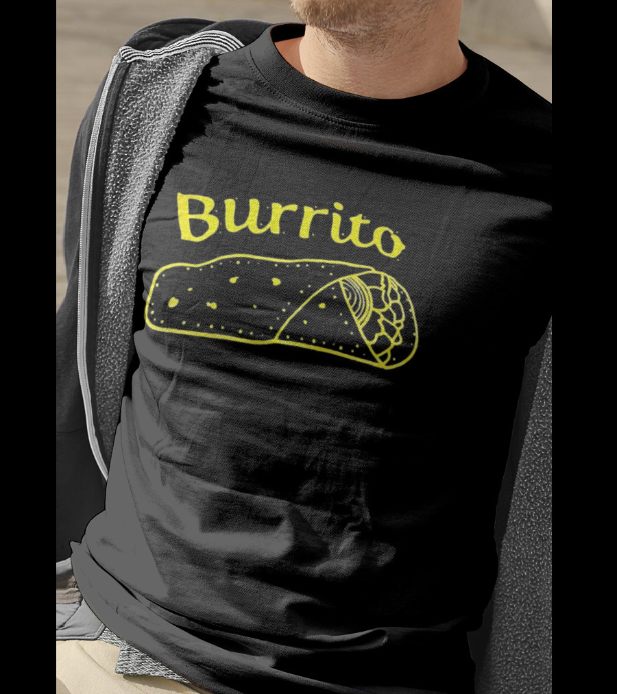 Burrito Sketch Yellow Food T-Shirt
