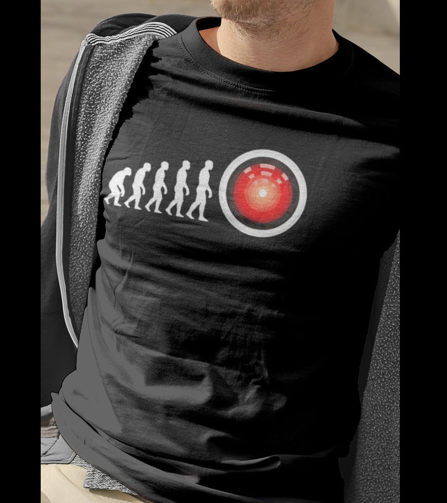 Human Evolution To HAL 9000 AI 2001 Space Odyssey Humor T-Shirt