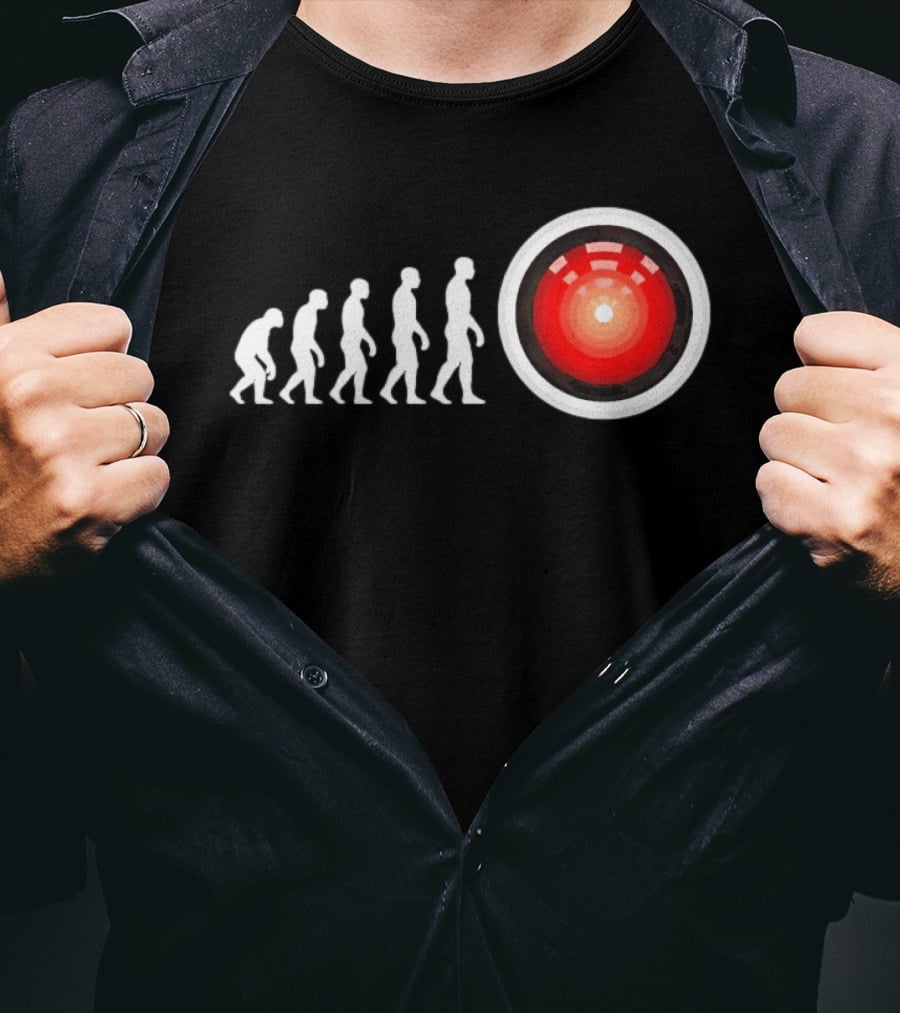 Human Evolution To HAL 9000 AI 2001 Space Odyssey Humor T-Shirt