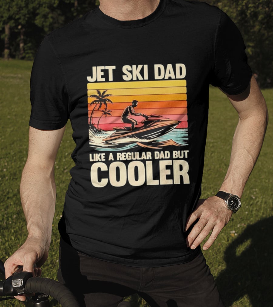 Jet Ski Dad Like A Regular Dad But Cooler Tropical Sunset Adventure T-Shirt