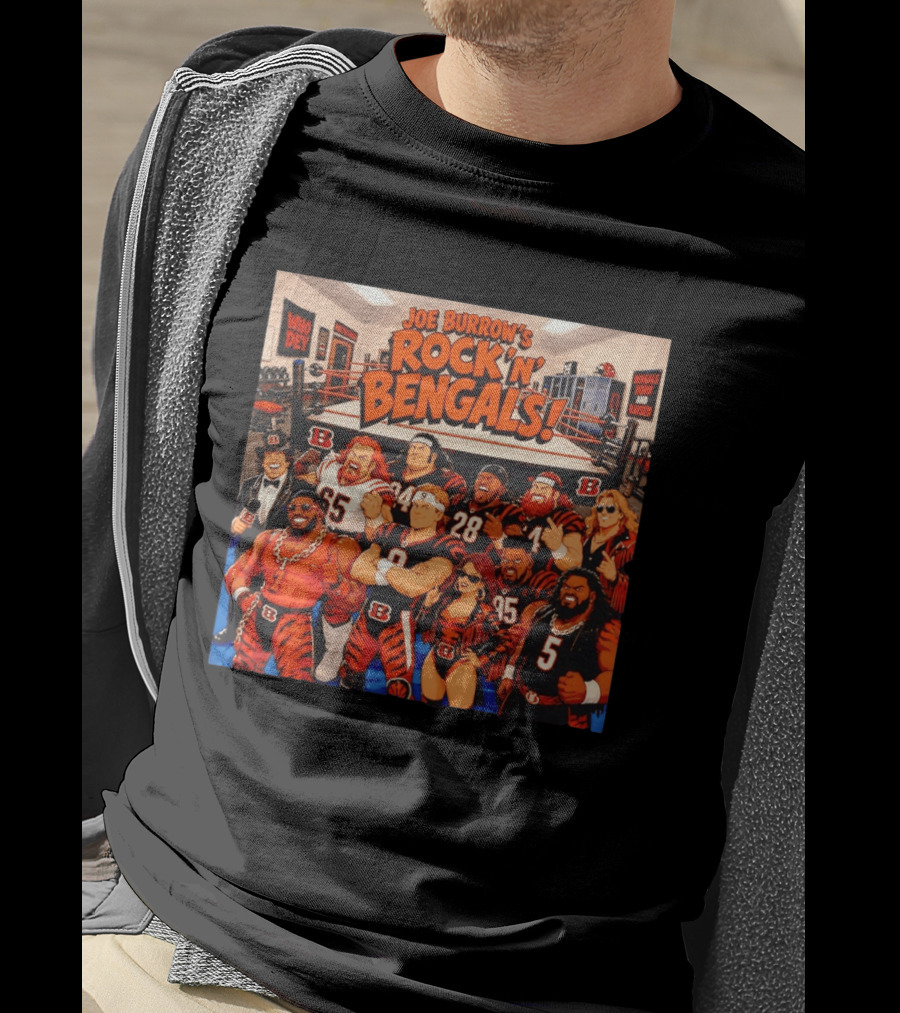 Joe Burrow's Rock 'N' Bengals Who Dey Cincinnati Bengals Born And Raised T-Shirt