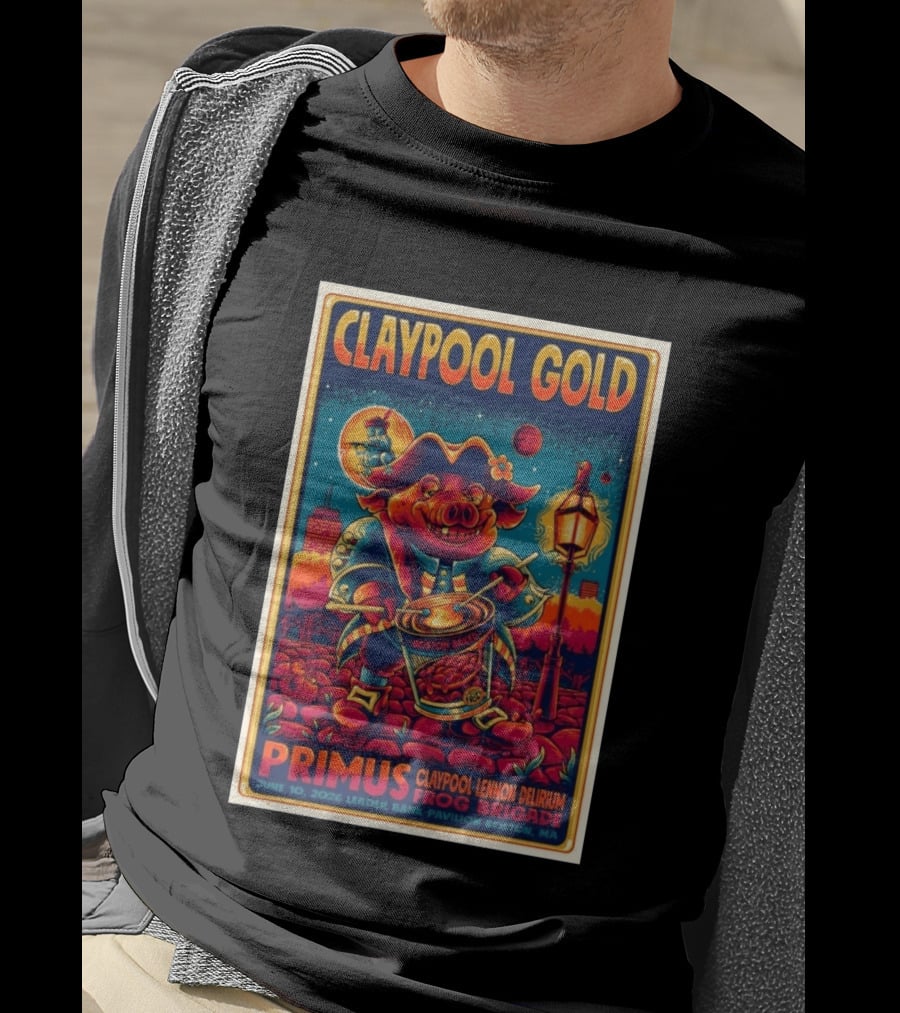 Claypool Gold Primus Frog Brigade June 10 2026 Leader Bank Pavilion Boston MA T-Shirt