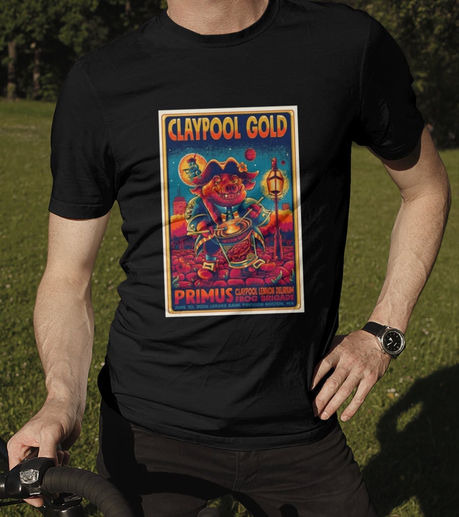 Claypool Gold Primus Frog Brigade June 10 2026 Leader Bank Pavilion Boston MA T-Shirt