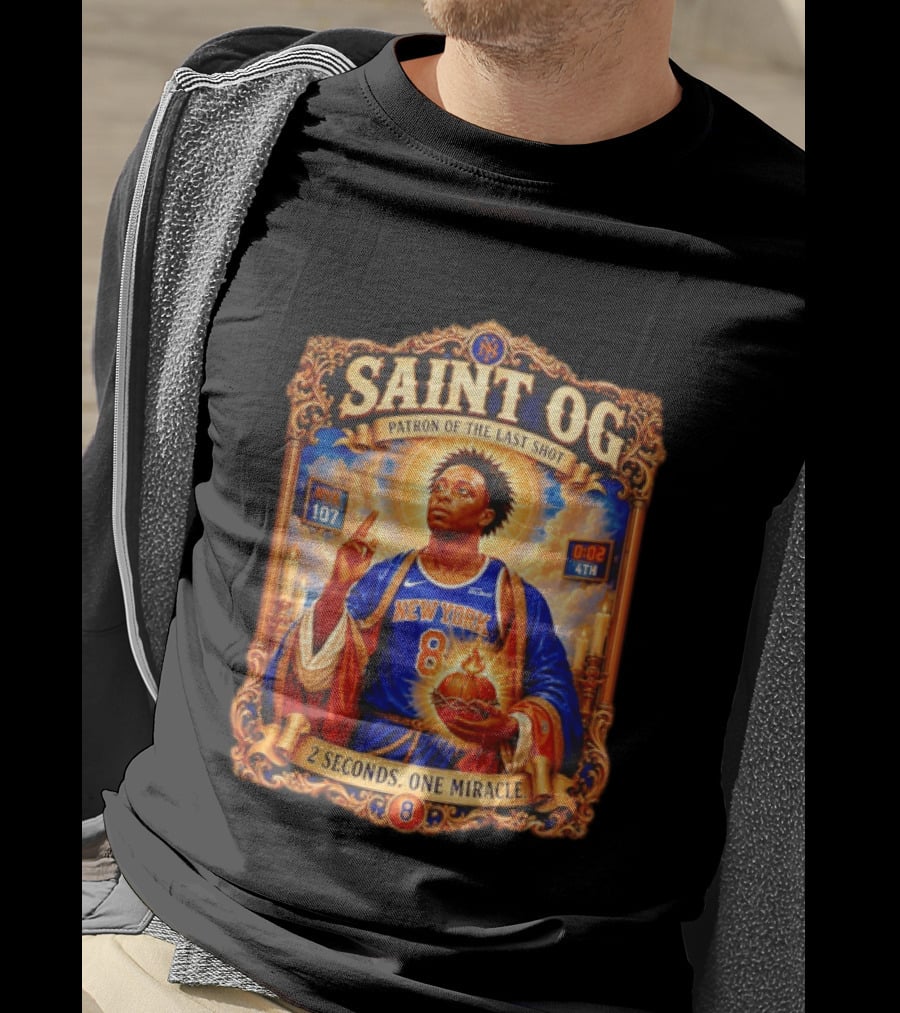 Saint OG Anunoby Patron Of The Last Shot New York Knicks 2 Seconds One Miracle T-Shirt