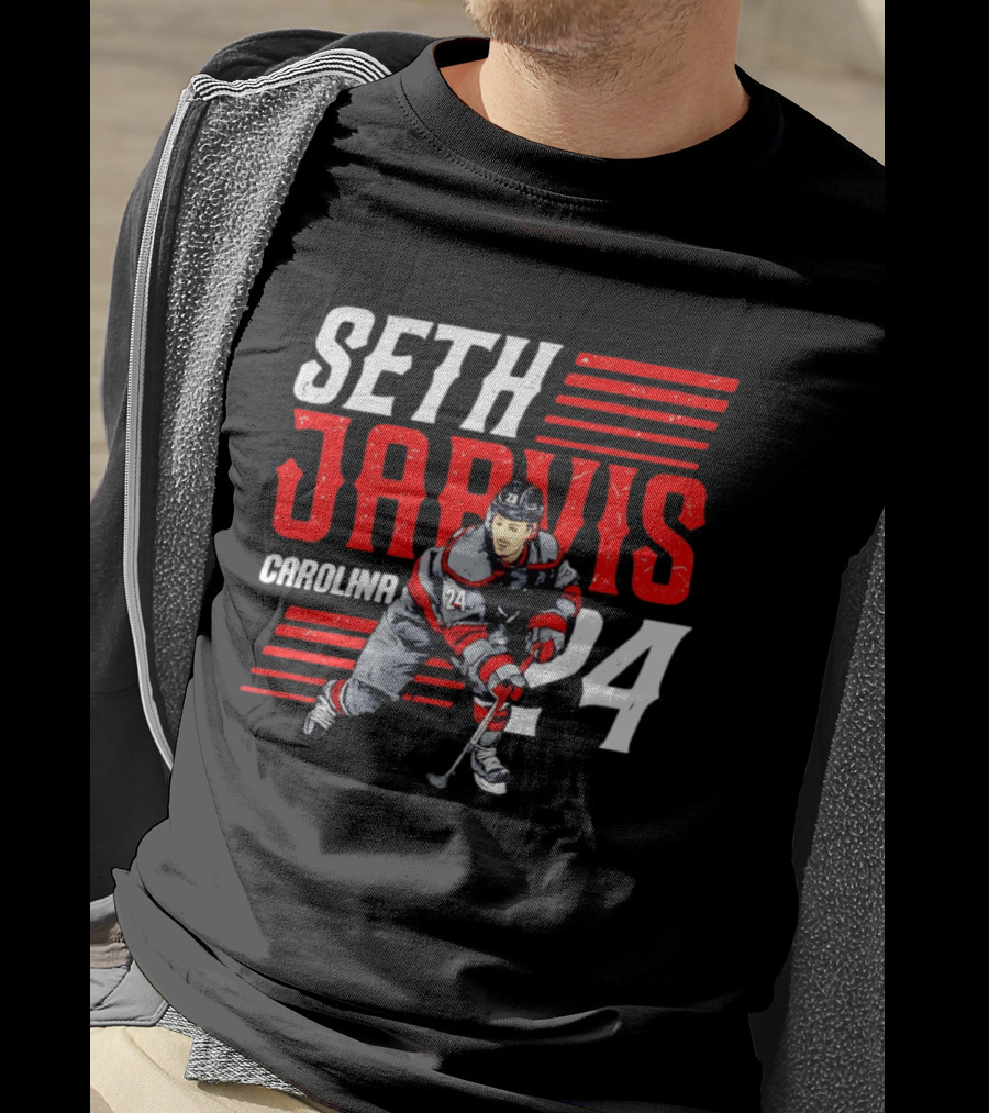 Seth Jarvis 24 Carolina Hurricanes Hockey Player T-Shirt