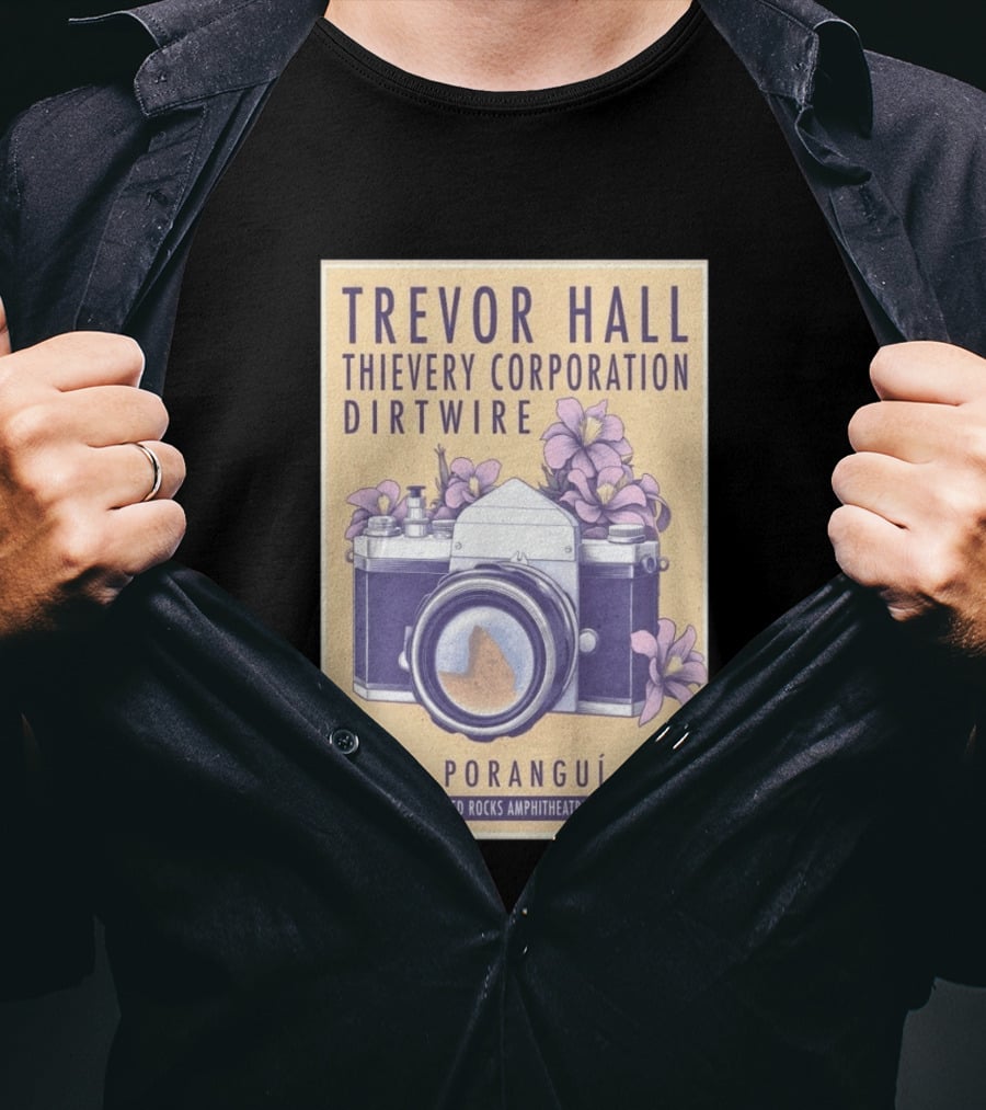 Trevor Hall Thievery Corporation Dirtwire Poranguí June 14 2026 Red Rocks Amphitheatre Morrison CO Flowers Camera T-Shirt