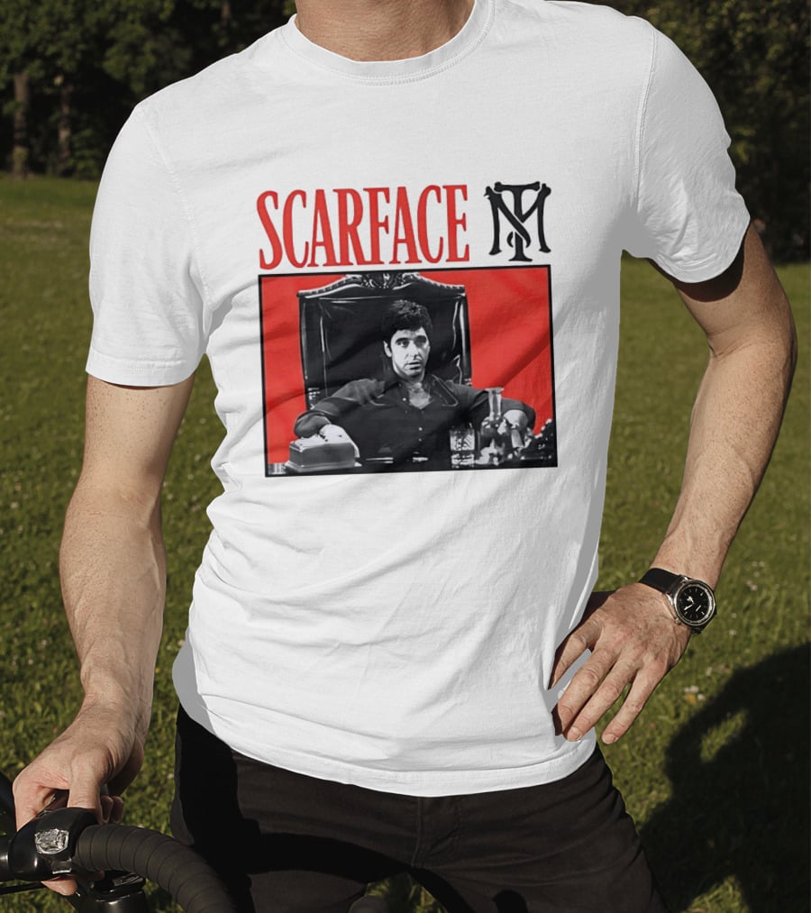 Scarface Tony Montana Al Pacino Iconic Scene Red T-Shirt