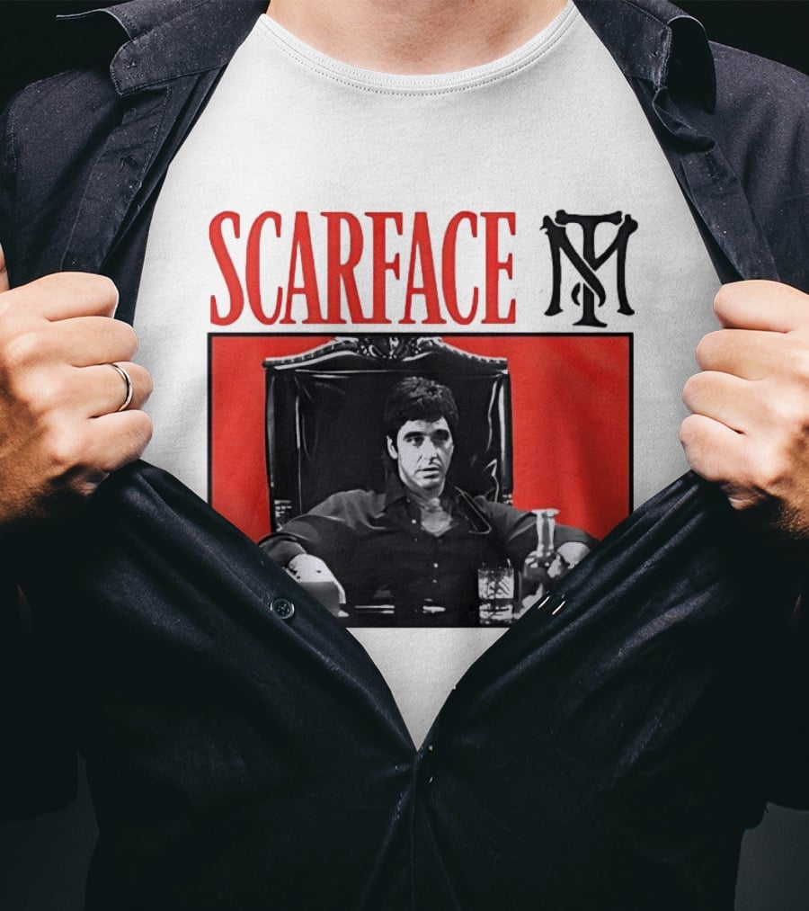 Scarface Tony Montana Al Pacino Iconic Scene Red T-Shirt
