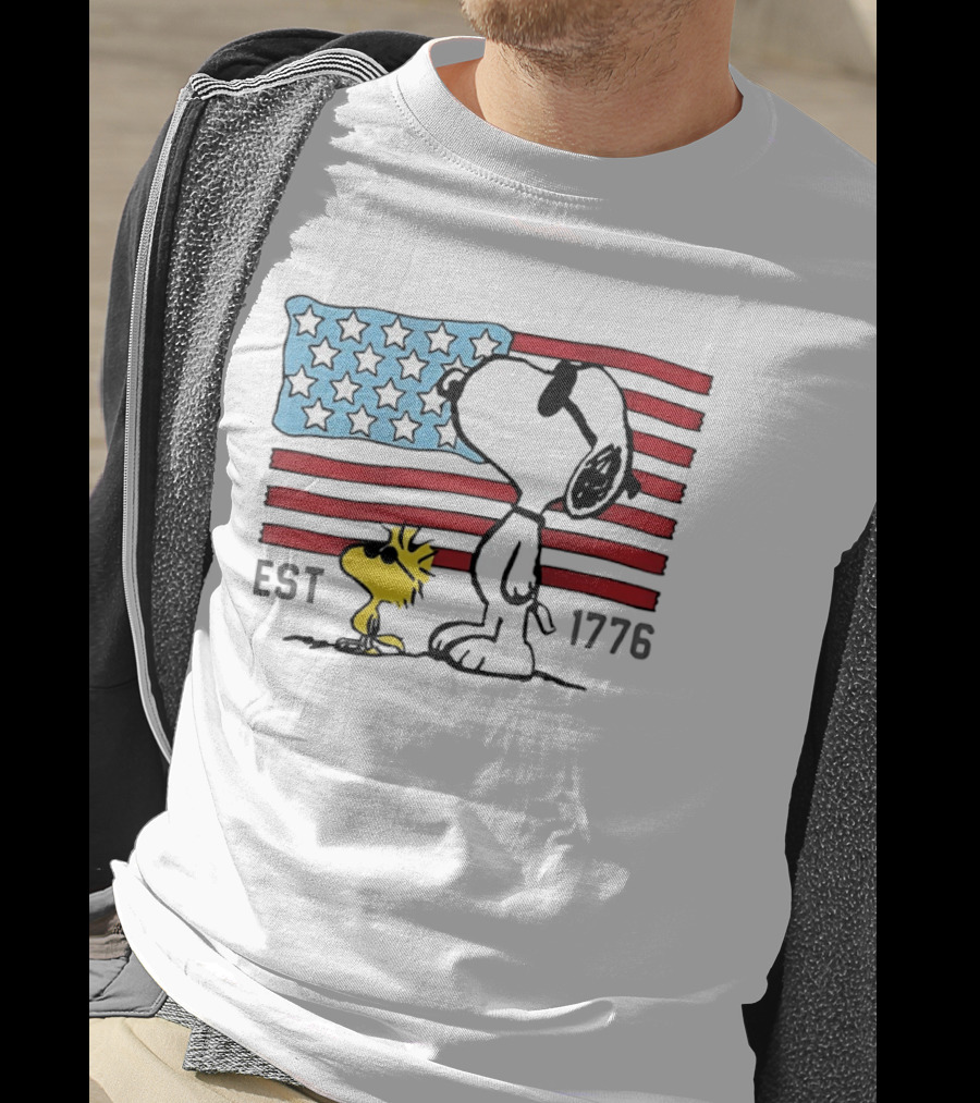 America 250th Anniversary 1776 Snoopy Woodstock With Stars And Stripes T-Shirt