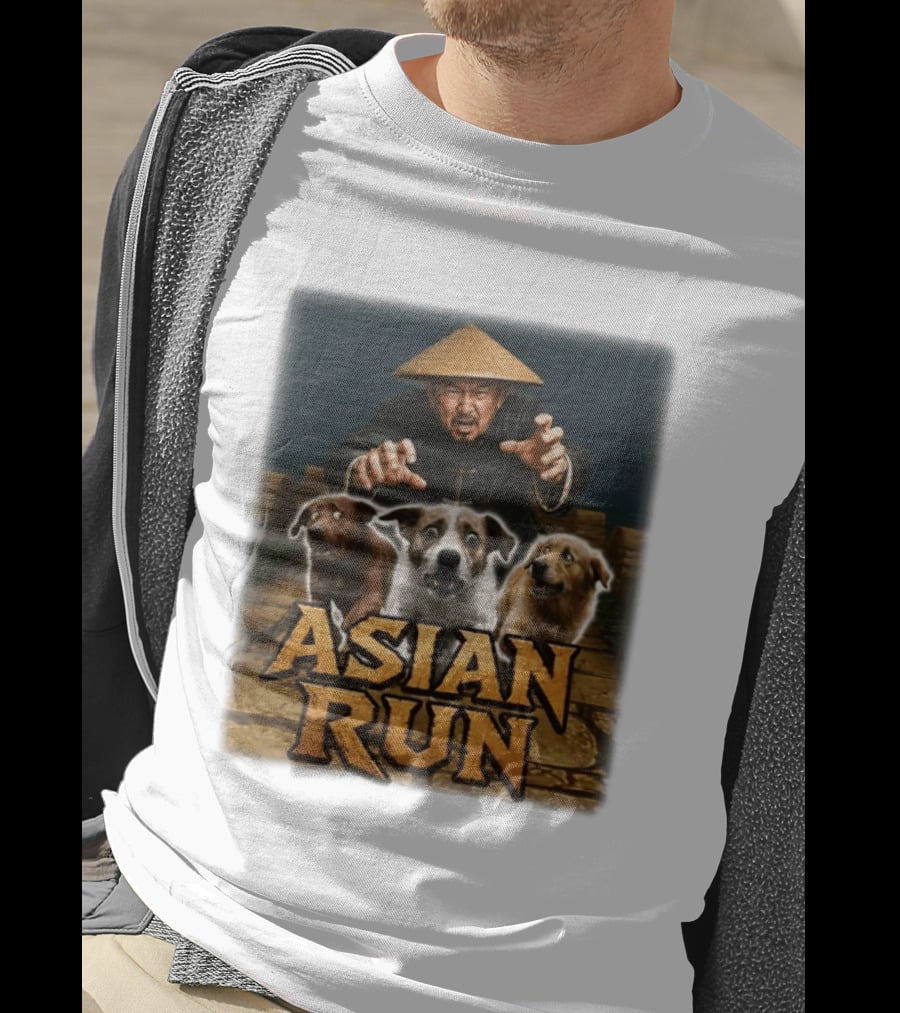 Asian Run Dogs With Traditional Hat Man T-Shirt