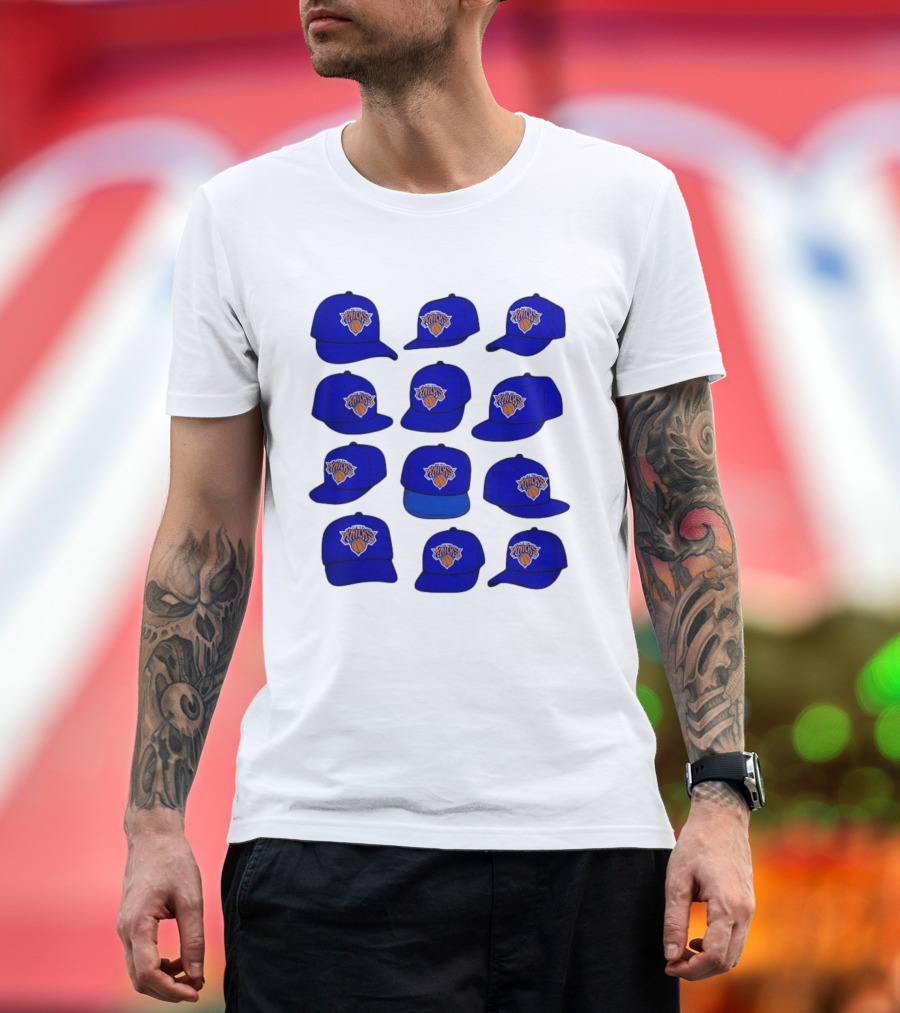 New York Knicks Blue Caps Collection With Iconic Basketball Team T-Shirt