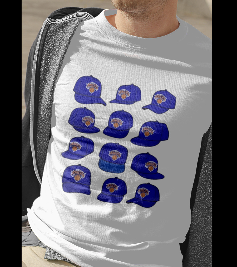 New York Knicks Blue Caps Collection With Iconic Basketball Team T-Shirt
