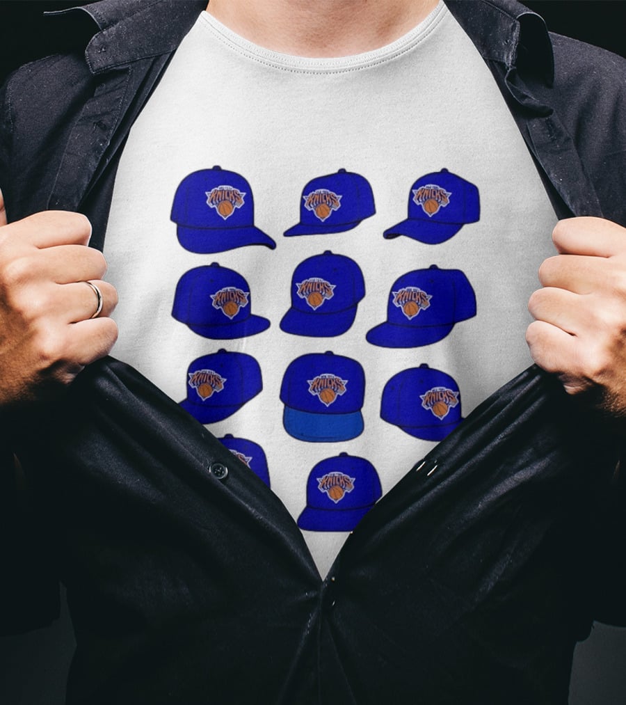 New York Knicks Blue Caps Collection With Iconic Basketball Team T-Shirt