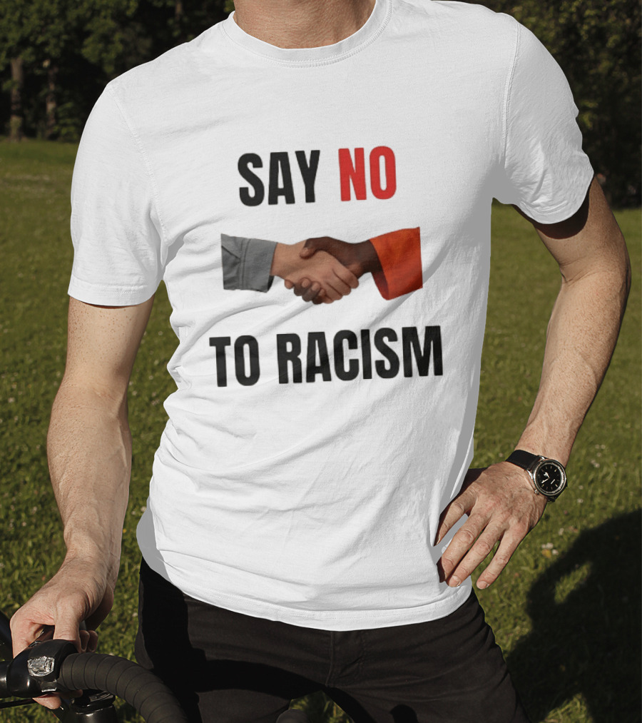 Say No To Racism Black White Handshake Solidarity T-Shirt