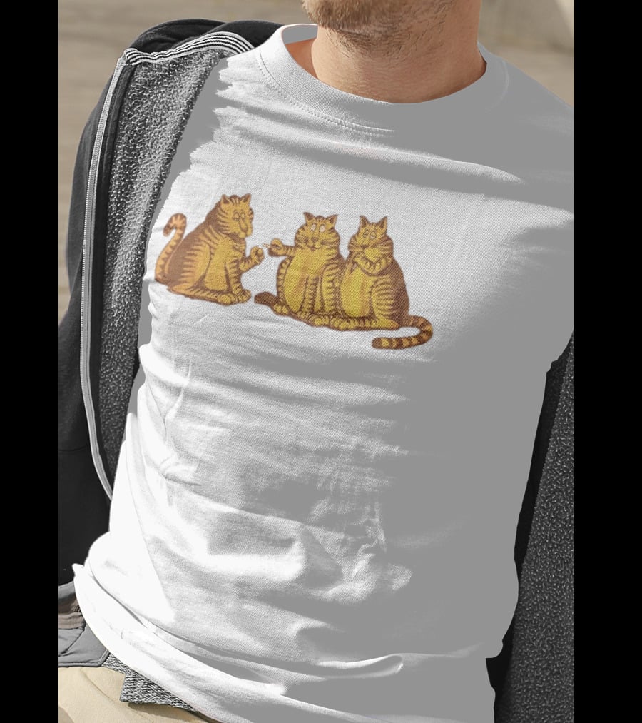 Super Cat Smoking Meme Trio Funny Cats Sharing Cigarettes T-Shirt