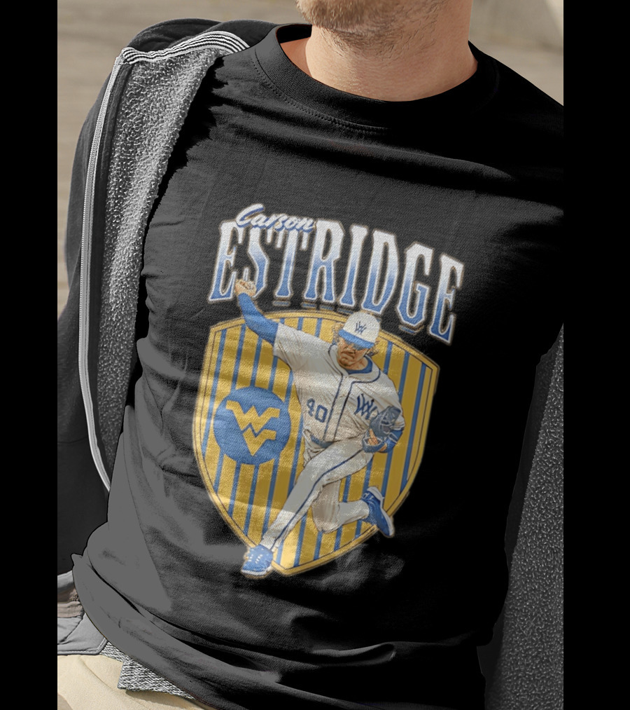 West Virginia Carson Estridge Baseball Running Pose T-Shirt
