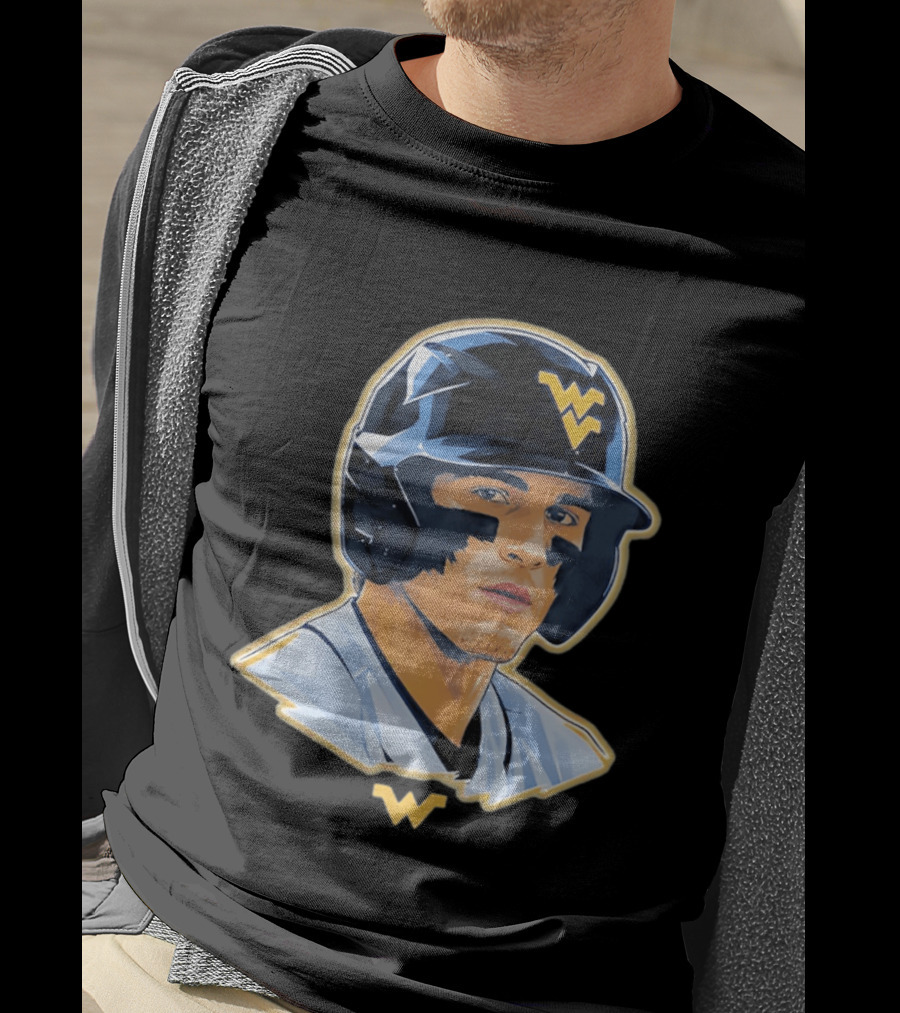 West Virginia Baseball Player Helmet WV T-Shirt