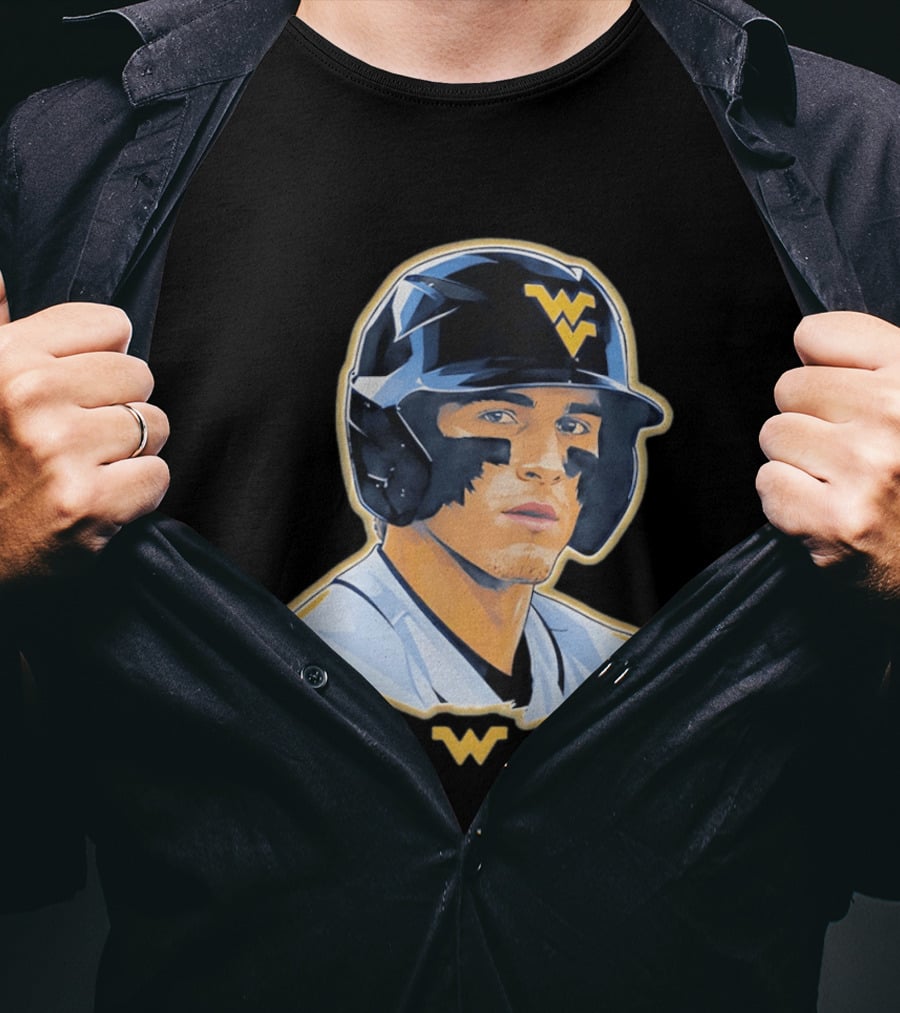 West Virginia Baseball Player Helmet WV T-Shirt