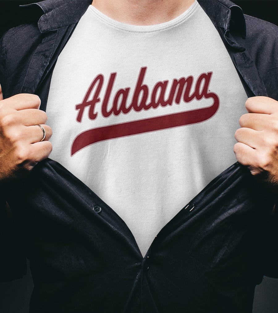 Alabama Baseball Cursive Style Lettering T-Shirt