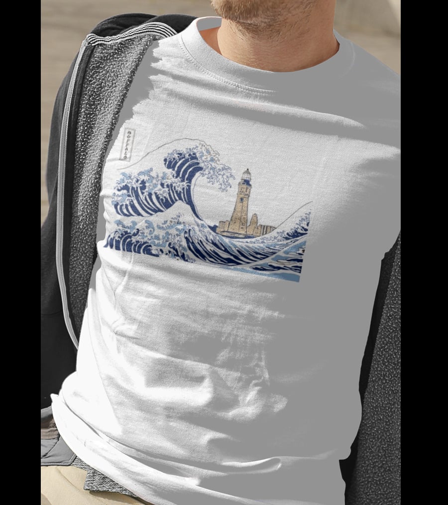 Great Wave Off Buffalo Lighthouse Print T-Shirt