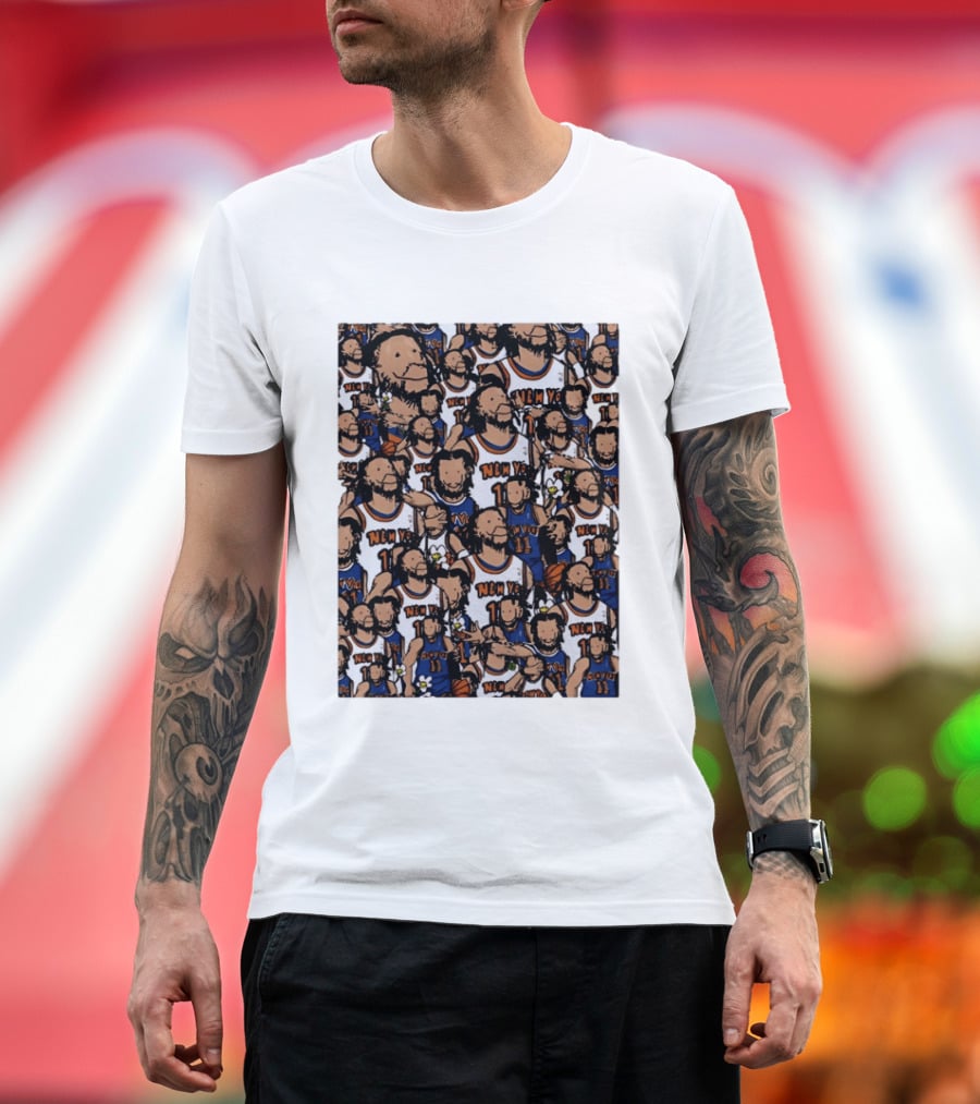 Jalen Brunson New York Knicks Number 11 NEMY Cartoon Collage T-Shirt