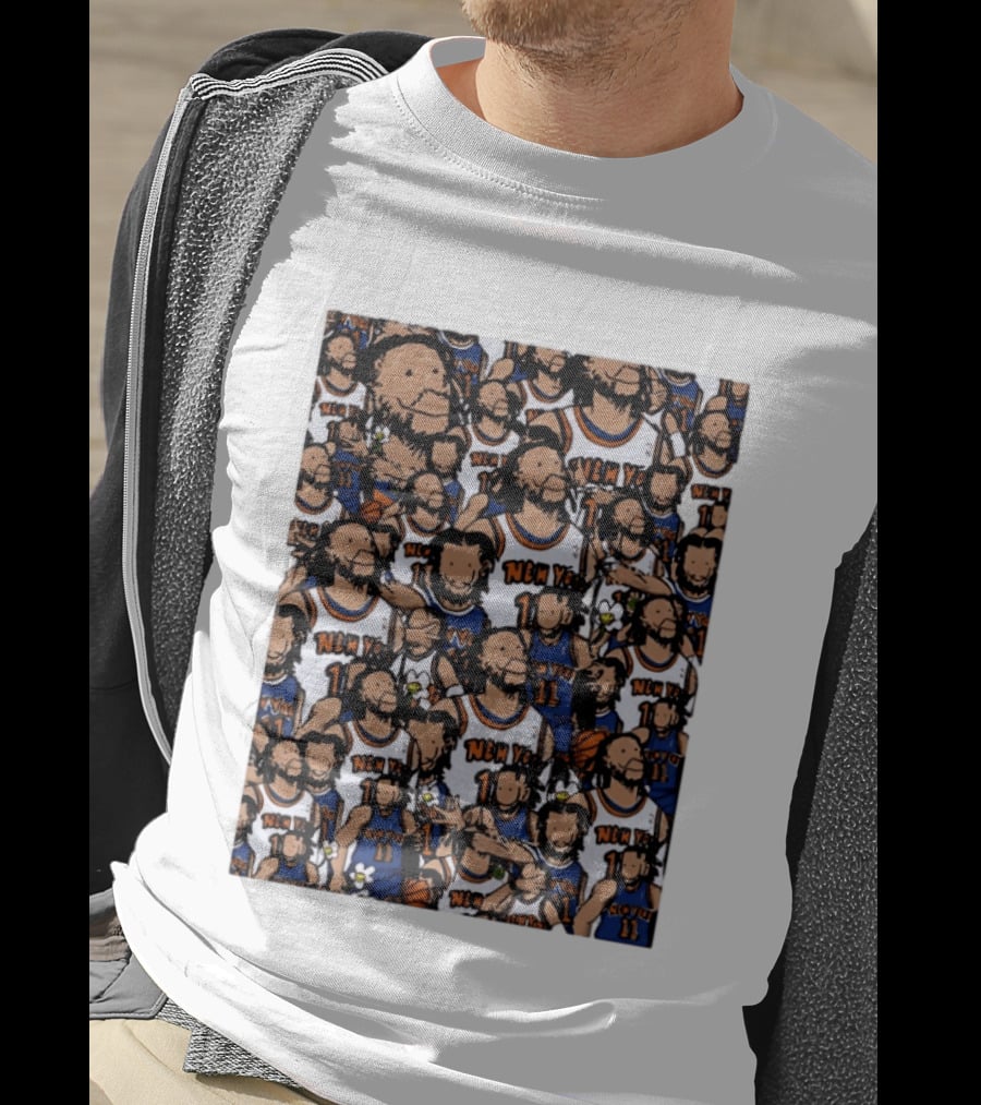 Jalen Brunson New York Knicks Number 11 NEMY Cartoon Collage T-Shirt