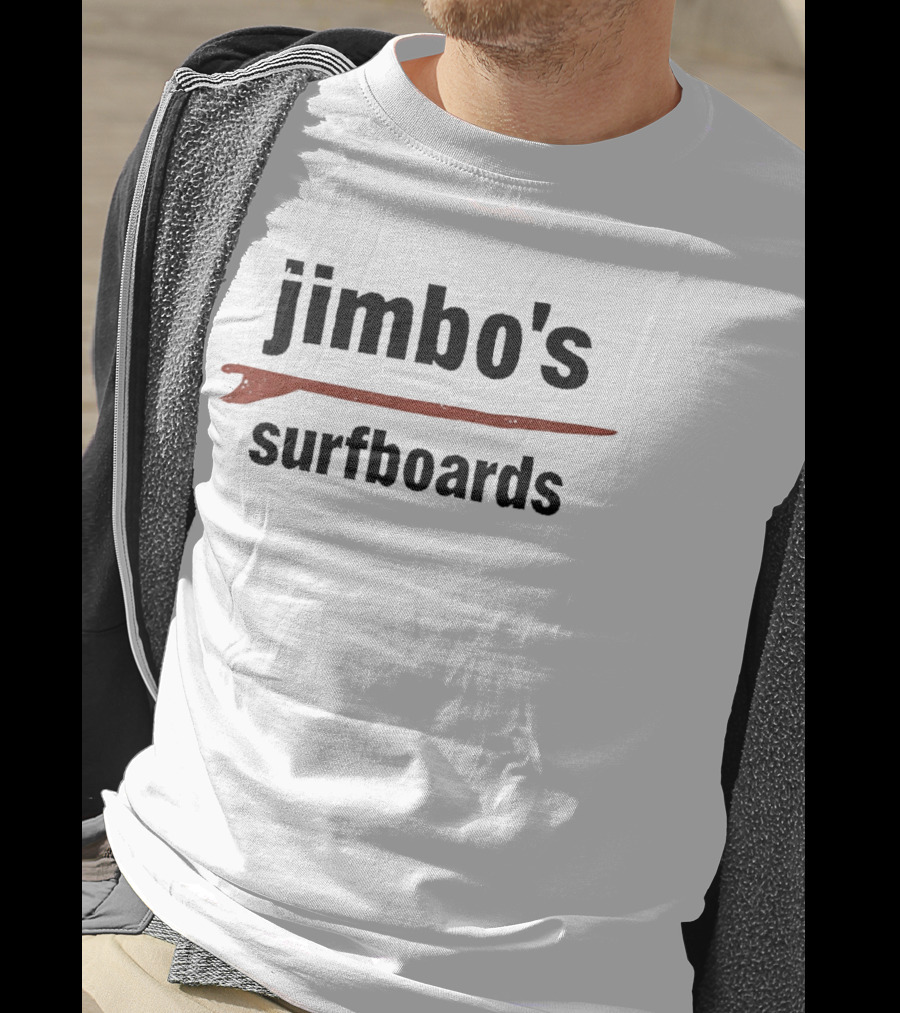 Jimbo's Surfboards Red Surfboard Minimalist White Retro Vintage Surfing Collection T-Shirt