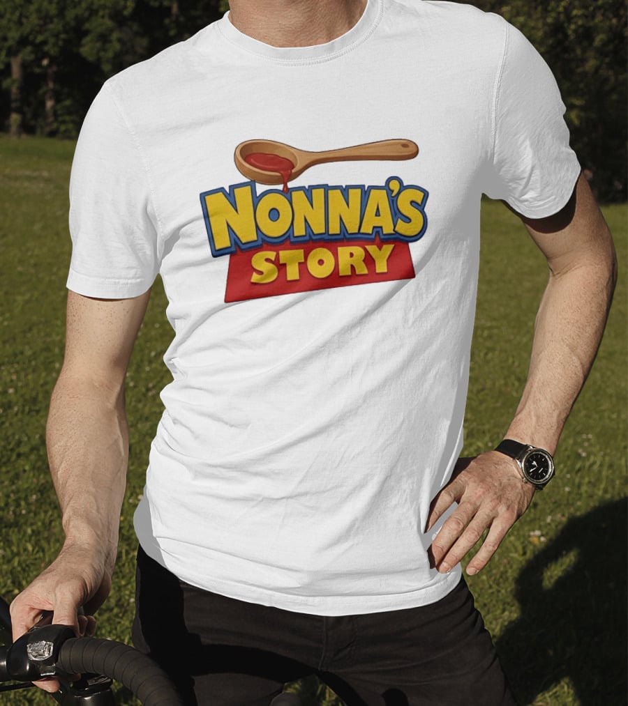 Nonna's Story Wooden Spoon Icon With Red Sauce T-Shirt