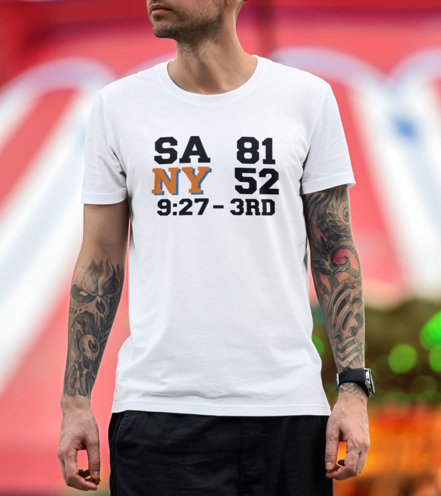 SA 81 NY 52 9:27 3rd Quarter Scoreboard T-Shirt