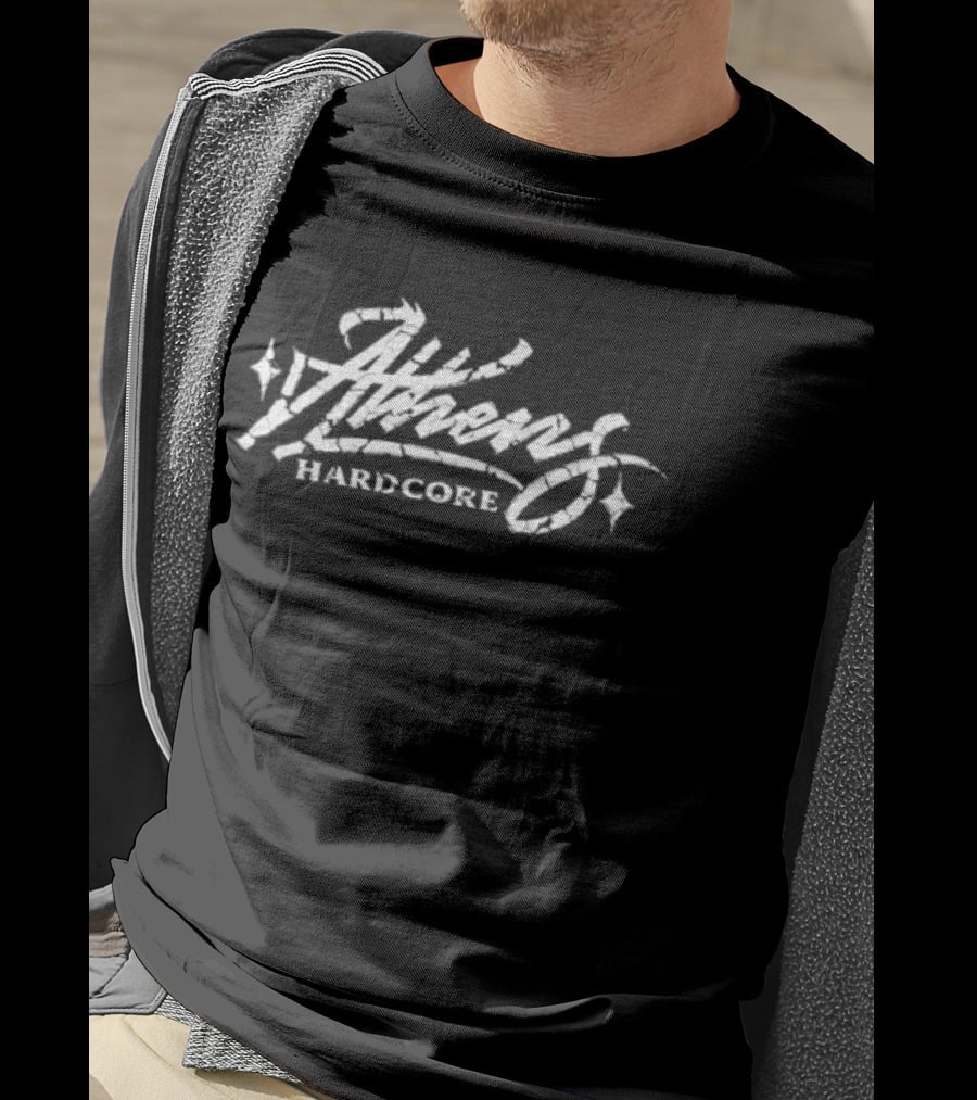 Athens Hardcore Cracked Retro Font T-Shirt