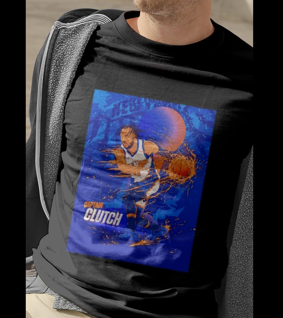 New York Knicks Captain Clutch Jalen Brunson Basketball Flames 2026 T-Shirt