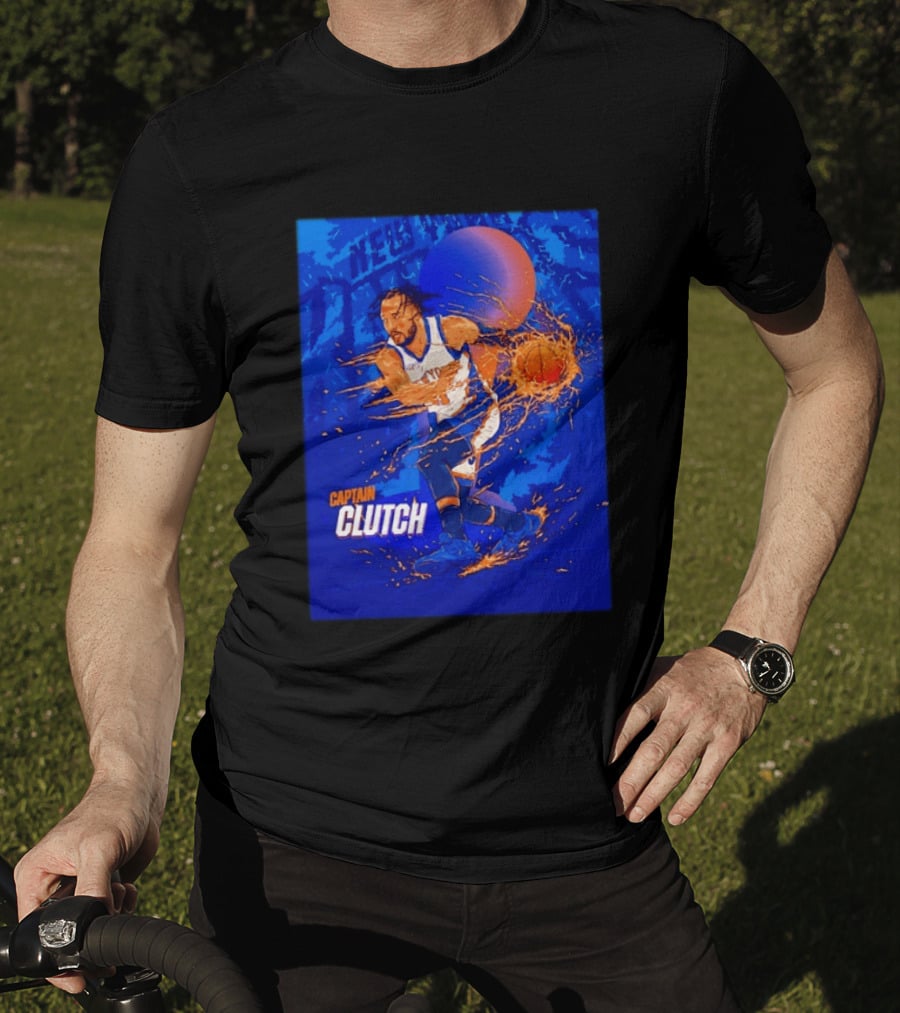 New York Knicks Captain Clutch Jalen Brunson Basketball Flames 2026 T-Shirt