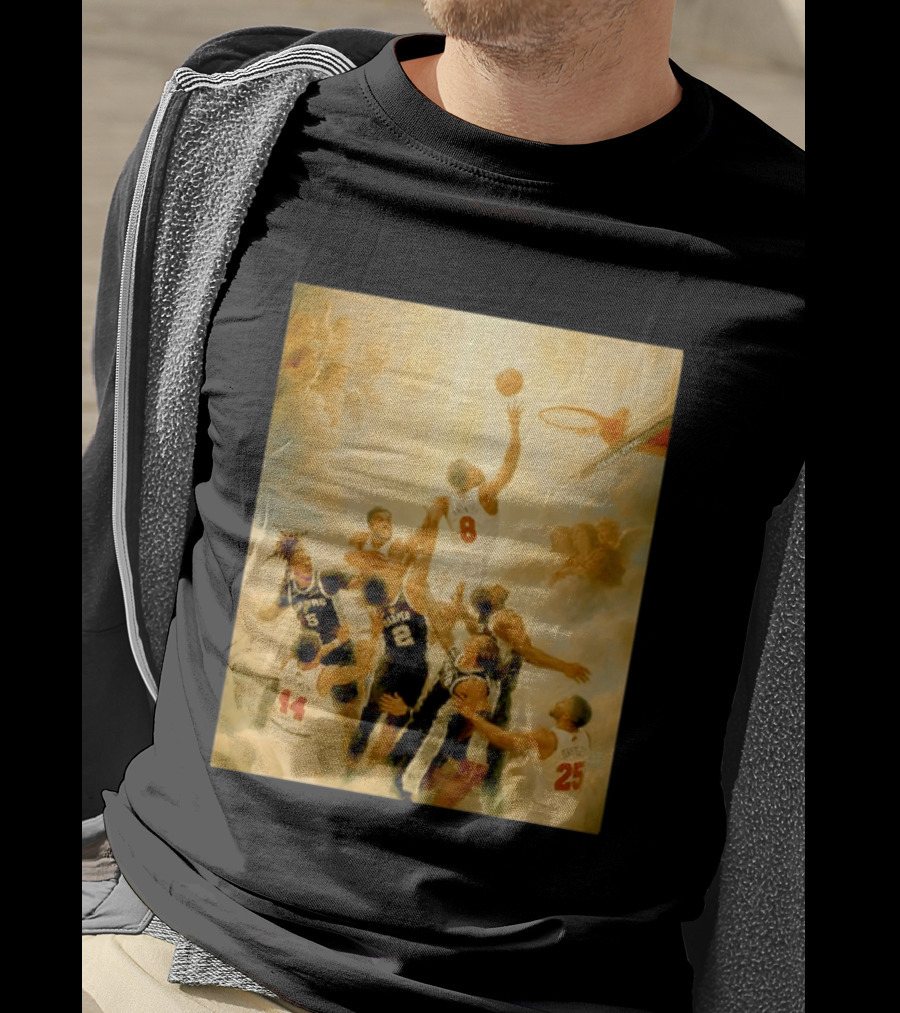 OG Anunoby Dunking New York Knicks Vs San Antonio Spurs High Renaissance Basketball Duel T-Shirt