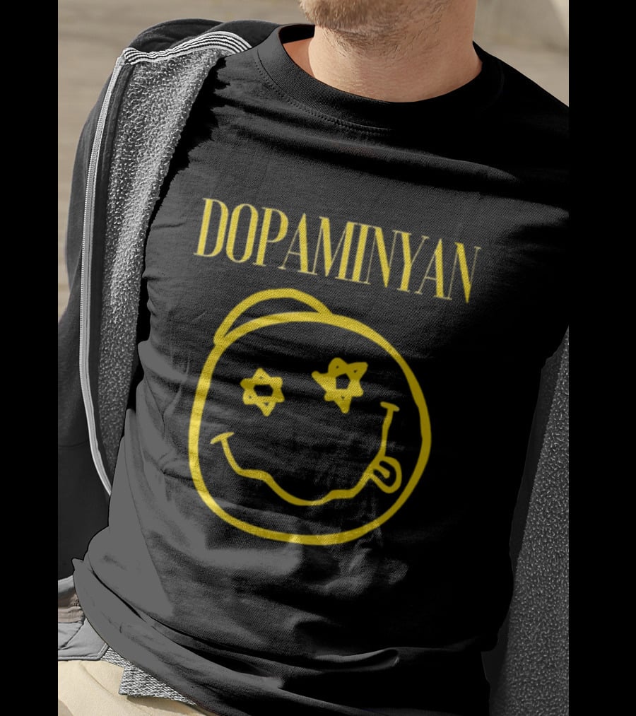 Dopaminyan Star Eyed Smiley Face Yellow T-Shirt