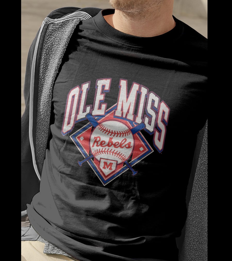 Ole Miss Rebels Baseball 2026 Team Merchandise Featuring Classic Logo And Red Baseball T-Shirt