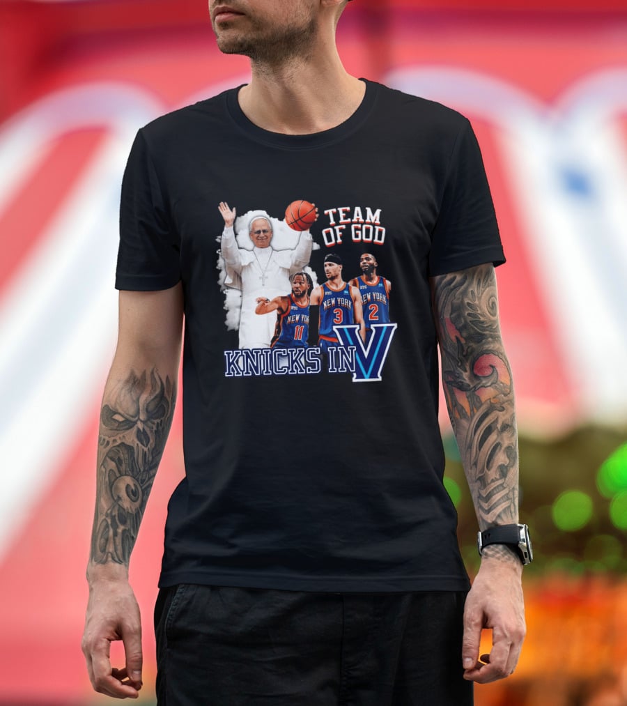 Team Of God Pope Leo XIV Knicks In Five Basketball Fun T-Shirt
