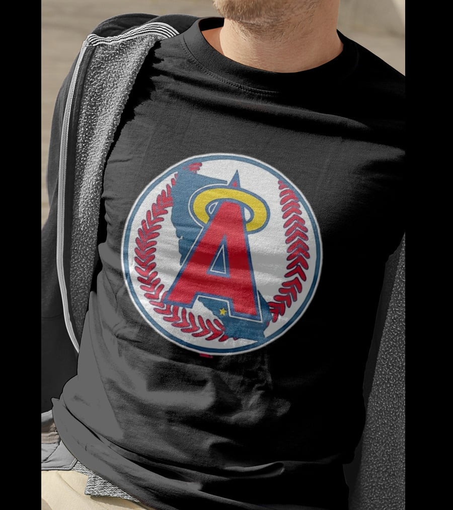 Los Angeles Angels Classic Halo A Baseball Emblem California Map T-Shirt