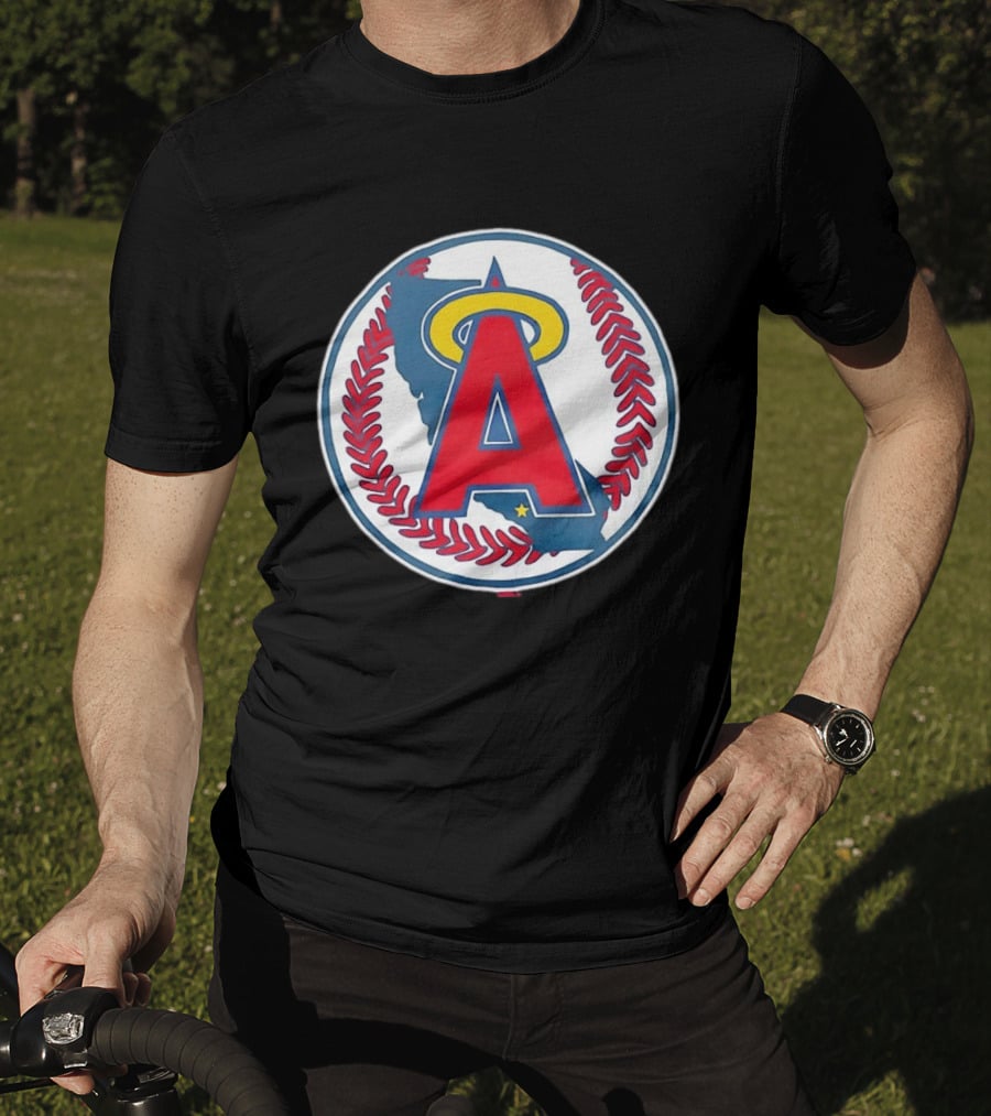 Los Angeles Angels Classic Halo A Baseball Emblem California Map T-Shirt