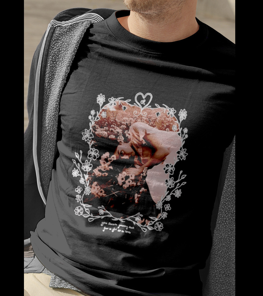 You Seem Pretty Sad For A Girl So In Love Floral Aesthetic Heart Frame Vintage Sepia Photography With Dreamy Flowers And Sleeping Girl T-Shirt